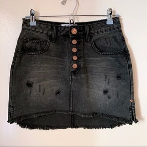 One Teaspoon • 28 • Washed Black Button Front Denim Mini Skirt Jean 2020